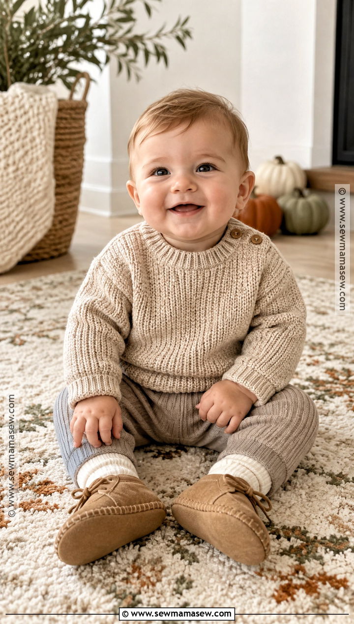Neutral Sweater Set and Moccasins - 15 thanksgiving outfit ideas for baby boys