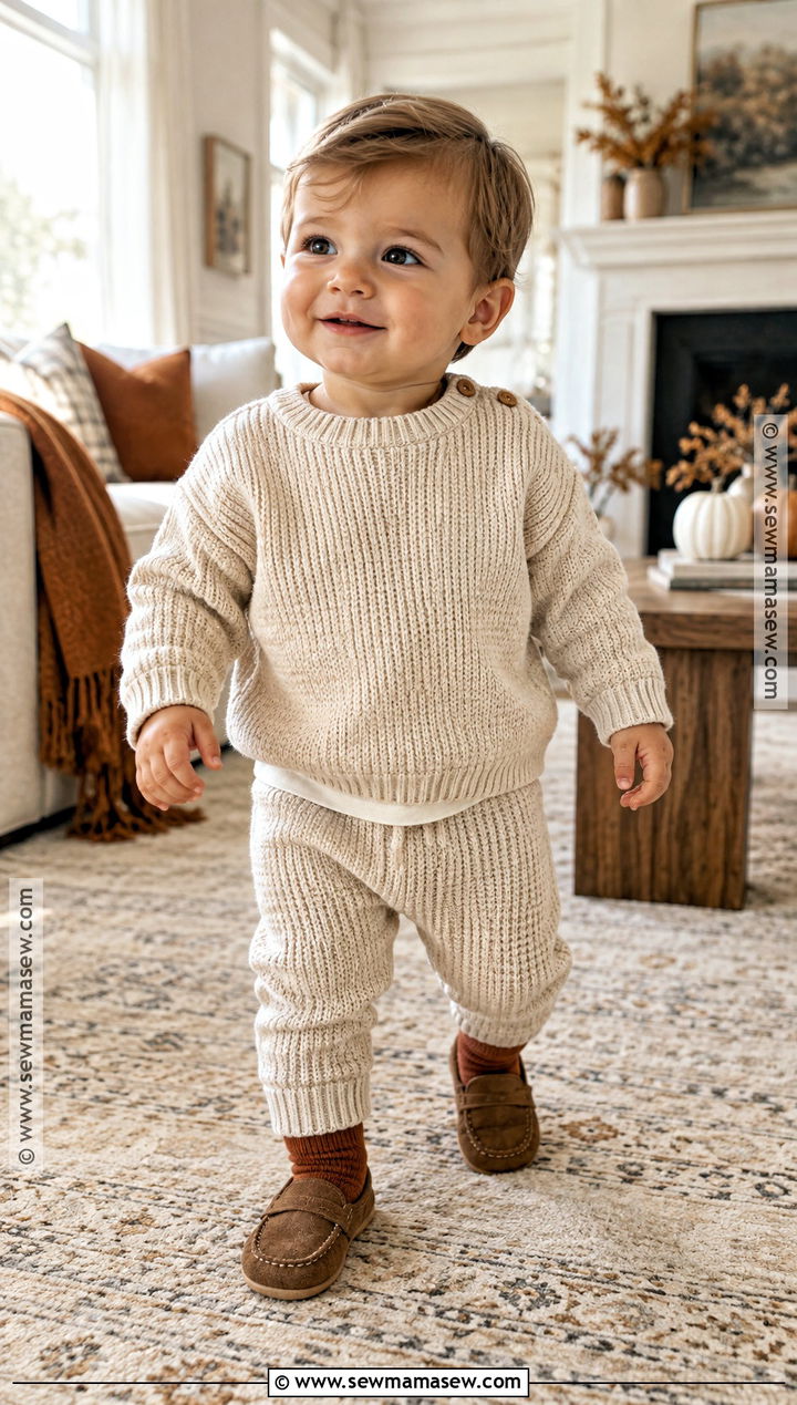 Neutral Sweater Set and Moccasins - 15 first thanksgiving outfit ideas for boys