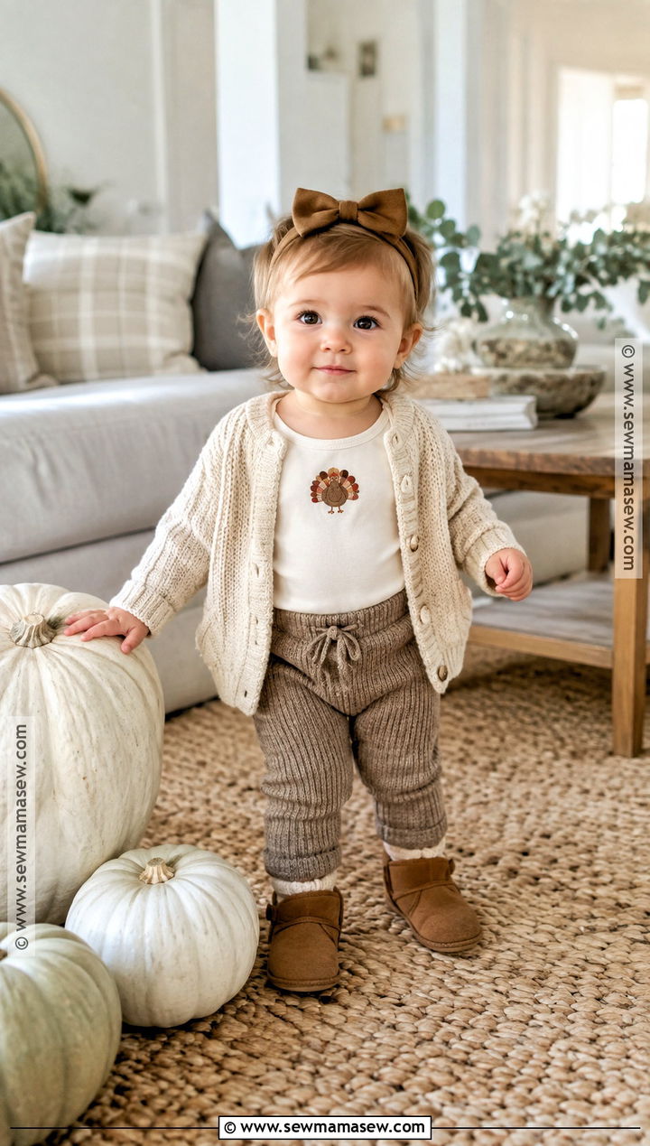 Neutral Thanksgiving Onesie With Knit Pants - 15 thanksgiving onesie ideas for girls