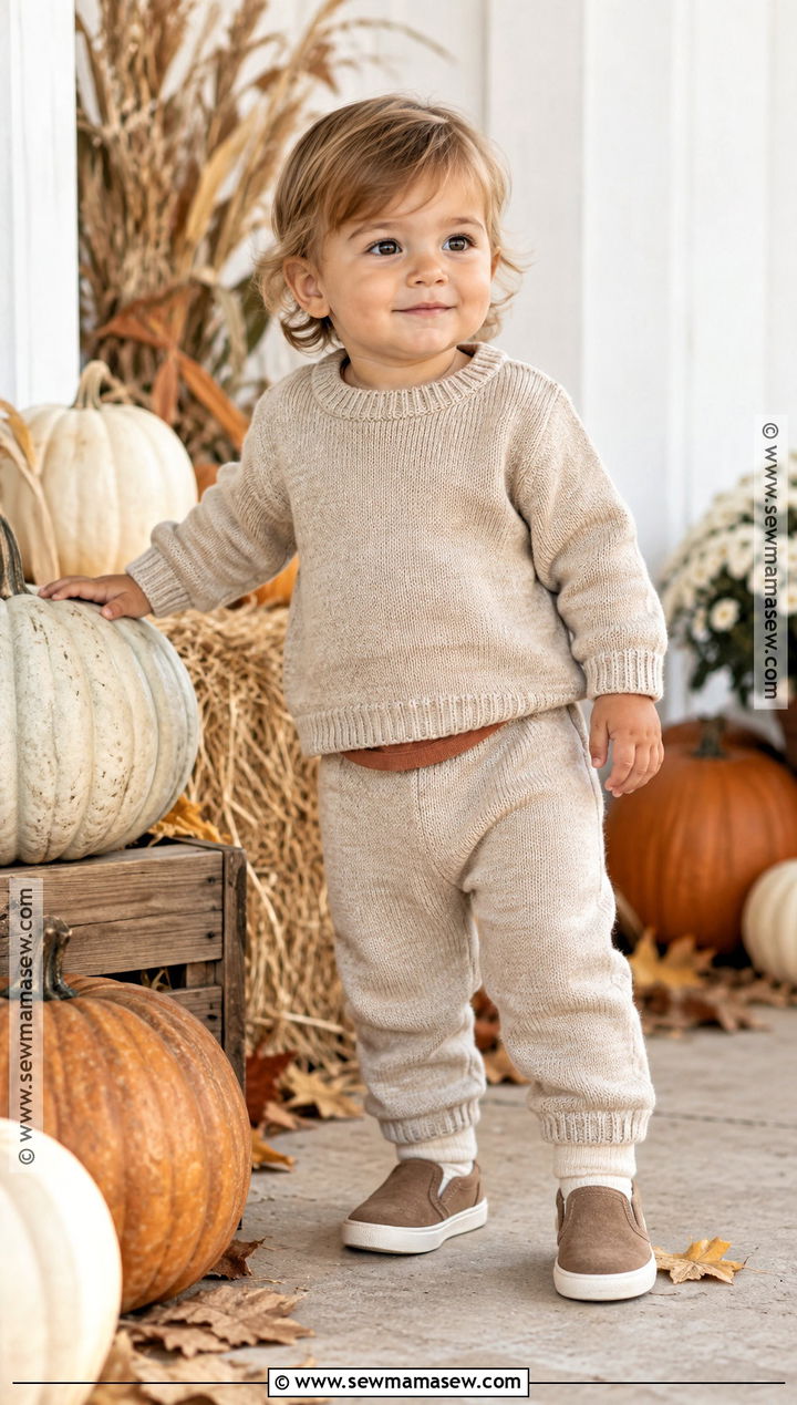 Neutral Toddler Pumpkin Patch Sweater Set - 25 toddler pumpkin patch outfit ideas