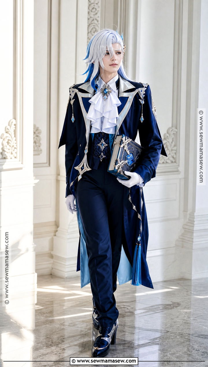 Neuvillette Cosplay With Blue Formal Coat - 30 genshin cosplays
