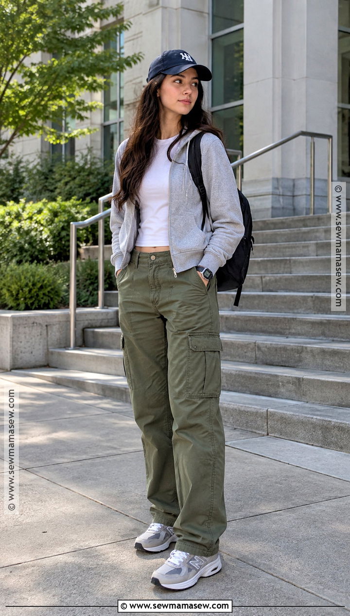 New Balance 2002R With Cargo Pants And A Cropped Hoodie - 15 Back To School Outfits With New Balance