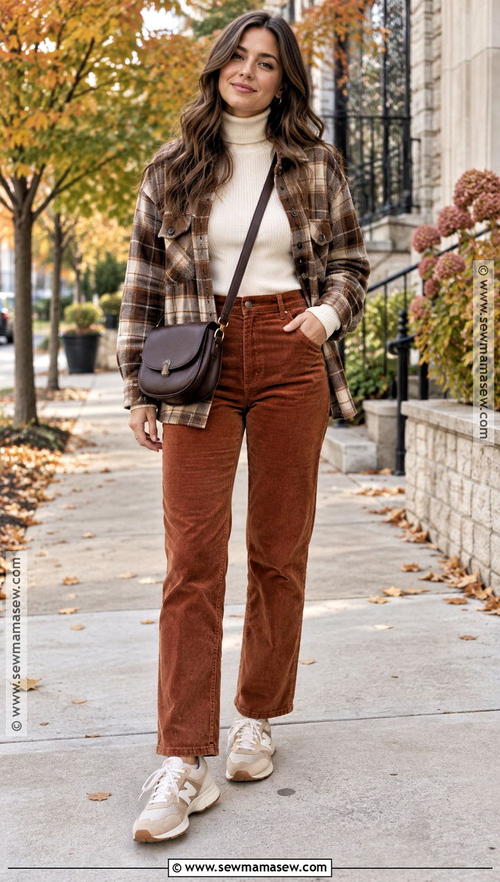 New Balance 327 With Corduroy Pants And Shacket - 15 new balance 327 women outfit fall ideas