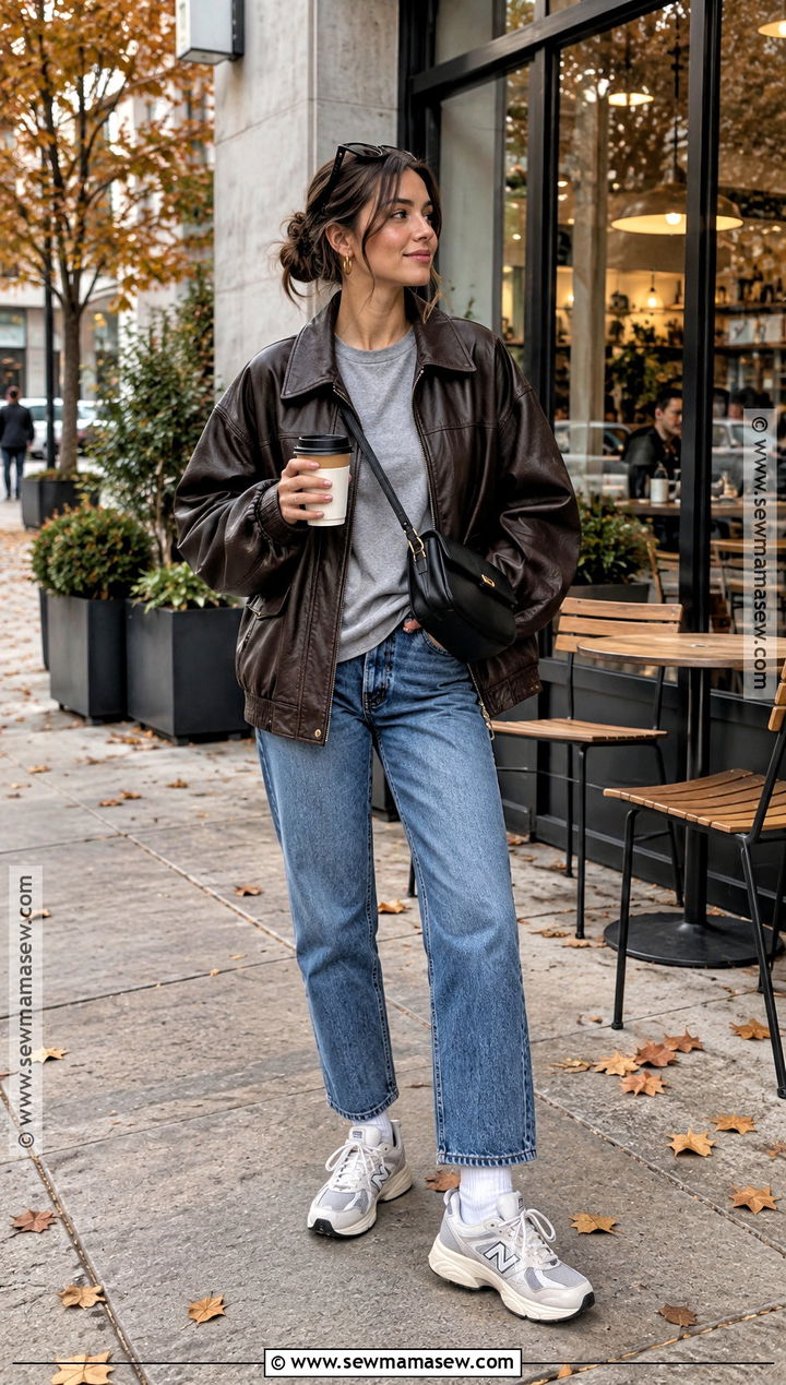 New Balance 530 With Leather Jacket And Jeans - 15 new balance 530 outfit fall ideas