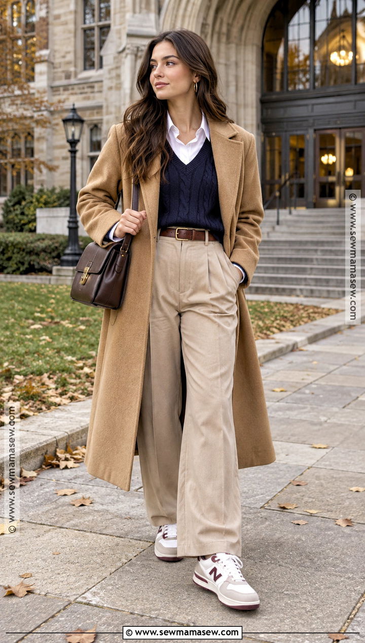 New Balance 550 With Pleated Trousers And Knit Vest - 15 New Balance Sneakers Fall Fashion