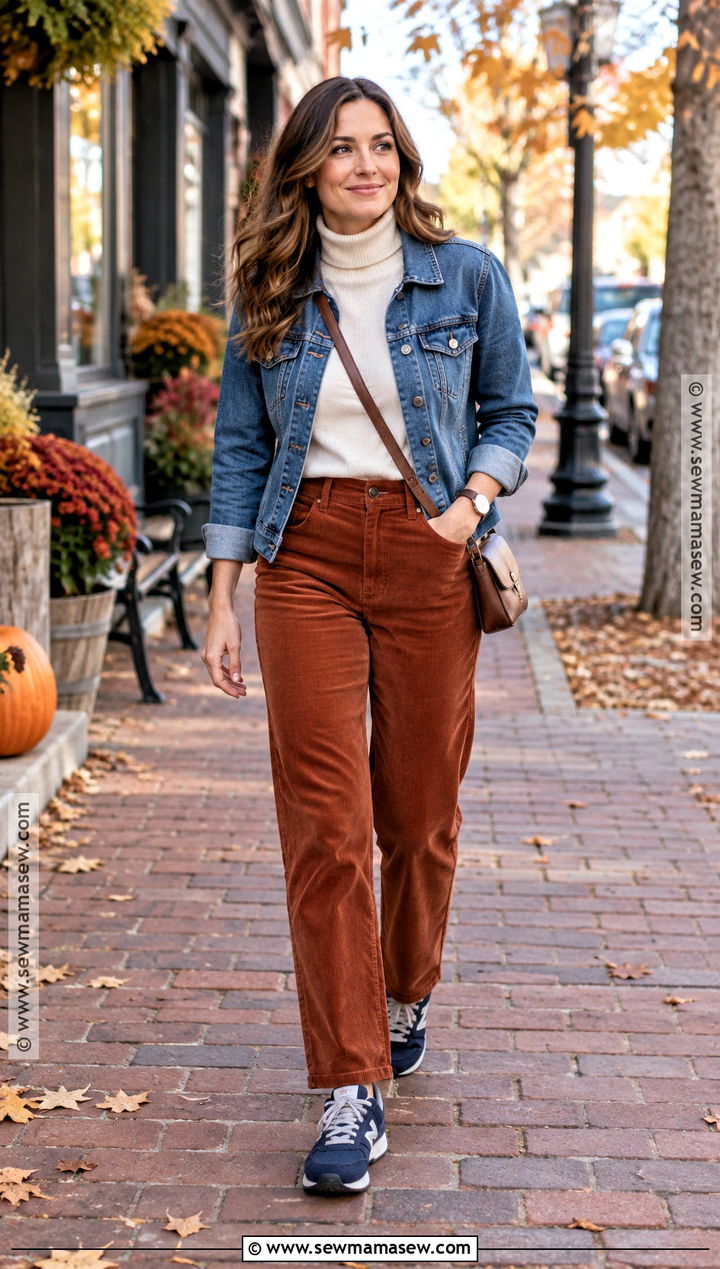 New Balance 574 With Corduroy Pants And Denim Jacket - 15 new balance 574 outfit women fall ideas