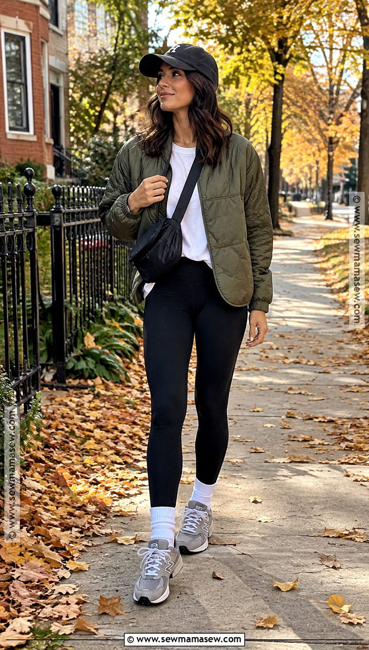 New Balance 574 With Leggings And Quilted Jacket - 15 New Balance Sneakers Fall Fashion