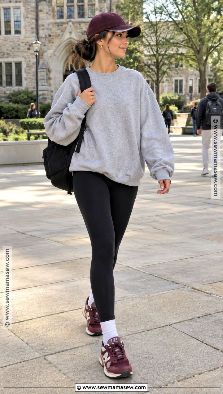 New Balance 740 With Leggings And An Oversized Sweatshirt - 15 Back To School Outfits With New Balance