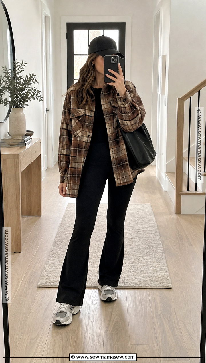 New Balance With Shacket And Flared Leggings - 20 fall new balance outfit ideas