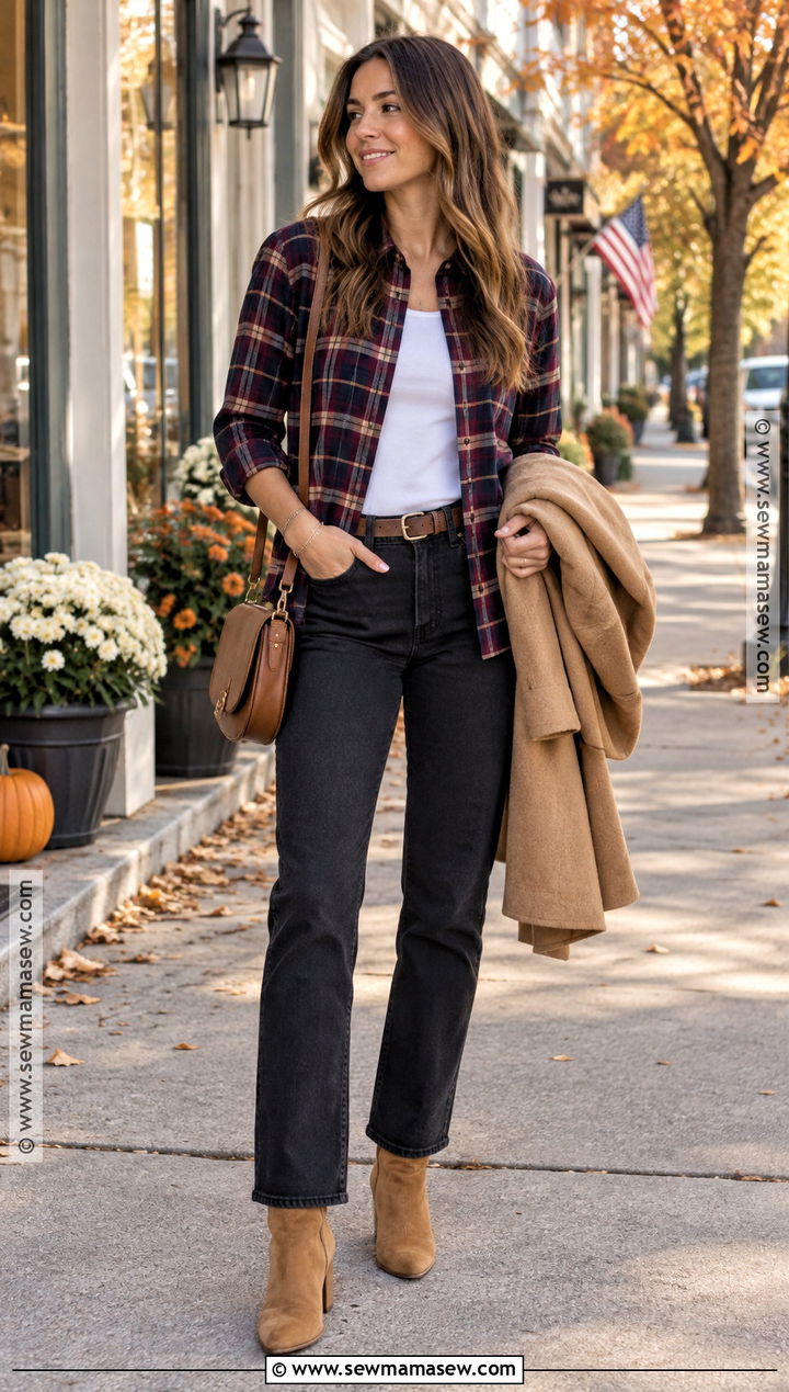 New England Fall Flannel Shirt And Black Jeans Outfit - 15 New England Fall Outfits Casual