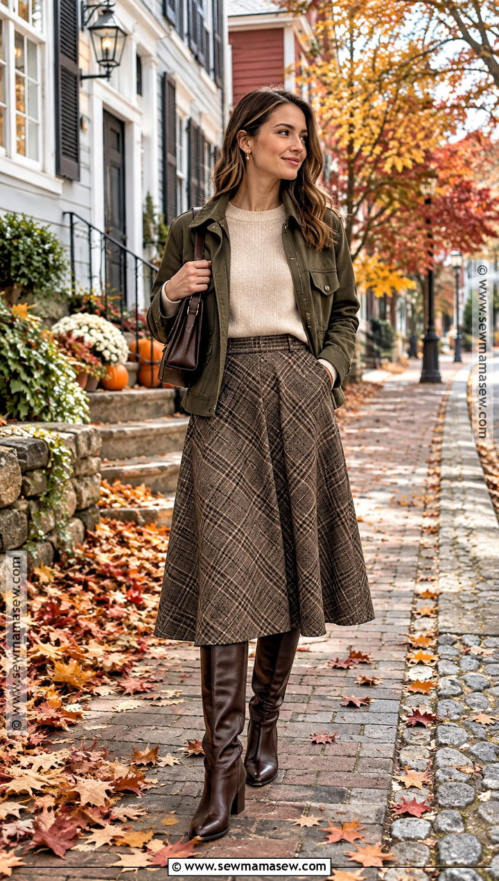 New England Fall Midi Skirt And Sweater Outfit - 15 New England Fall Outfits Casual