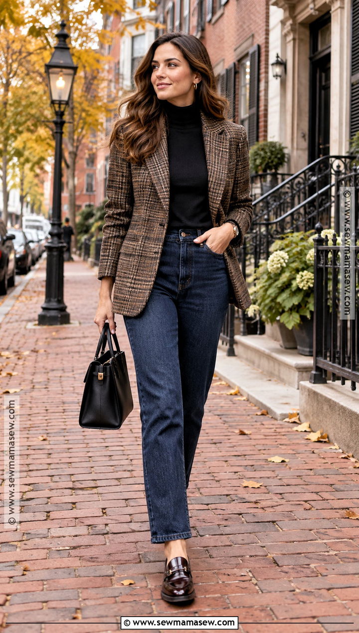 New England Fall Plaid Blazer Outfit - 15 outfits for new england fall
