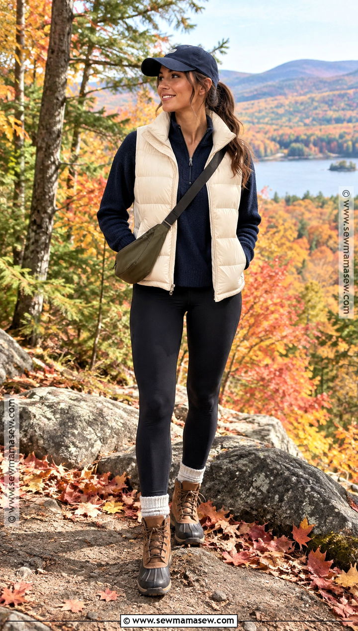 New England Fall Puffer Vest And Leggings Outfit - 15 New England Fall Outfits Casual