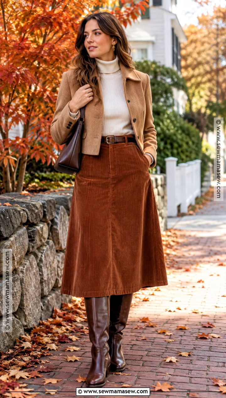 New England Fall Turtleneck and Midi Skirt Outfit - 15 outfits for new england fall