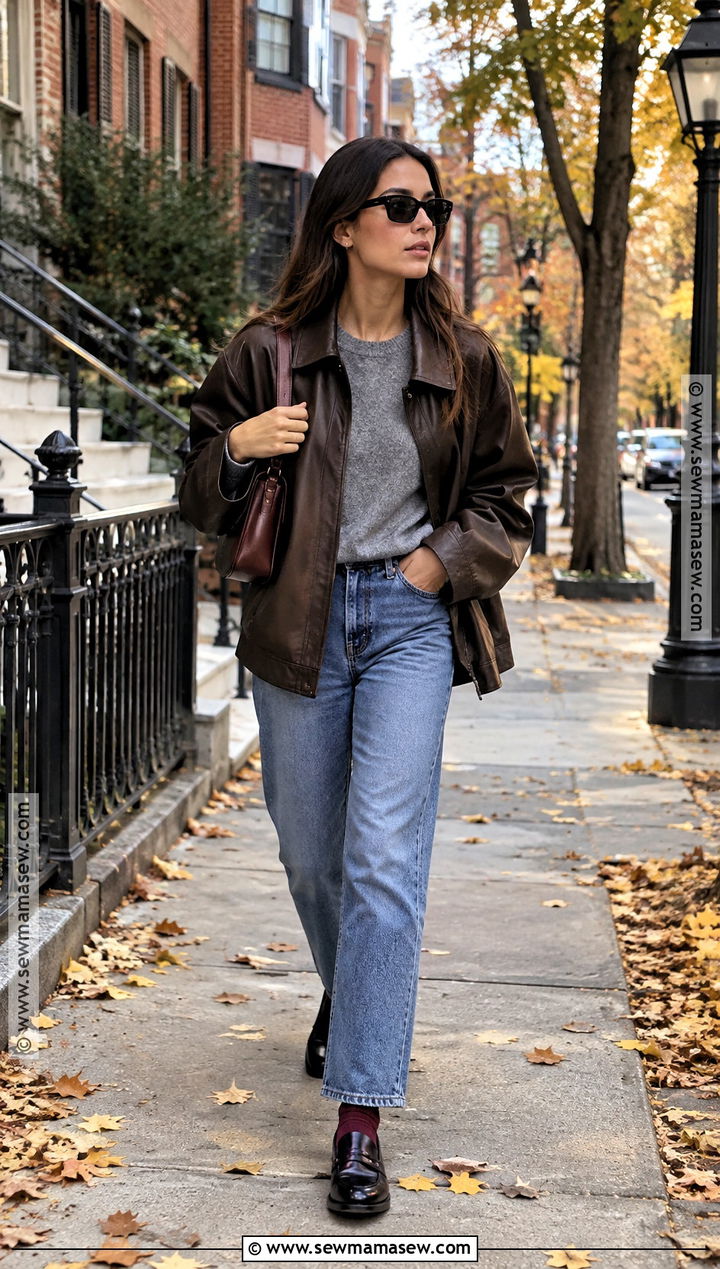 New England Leather Jacket Outfit - 15 Fall New England Outfits for Women