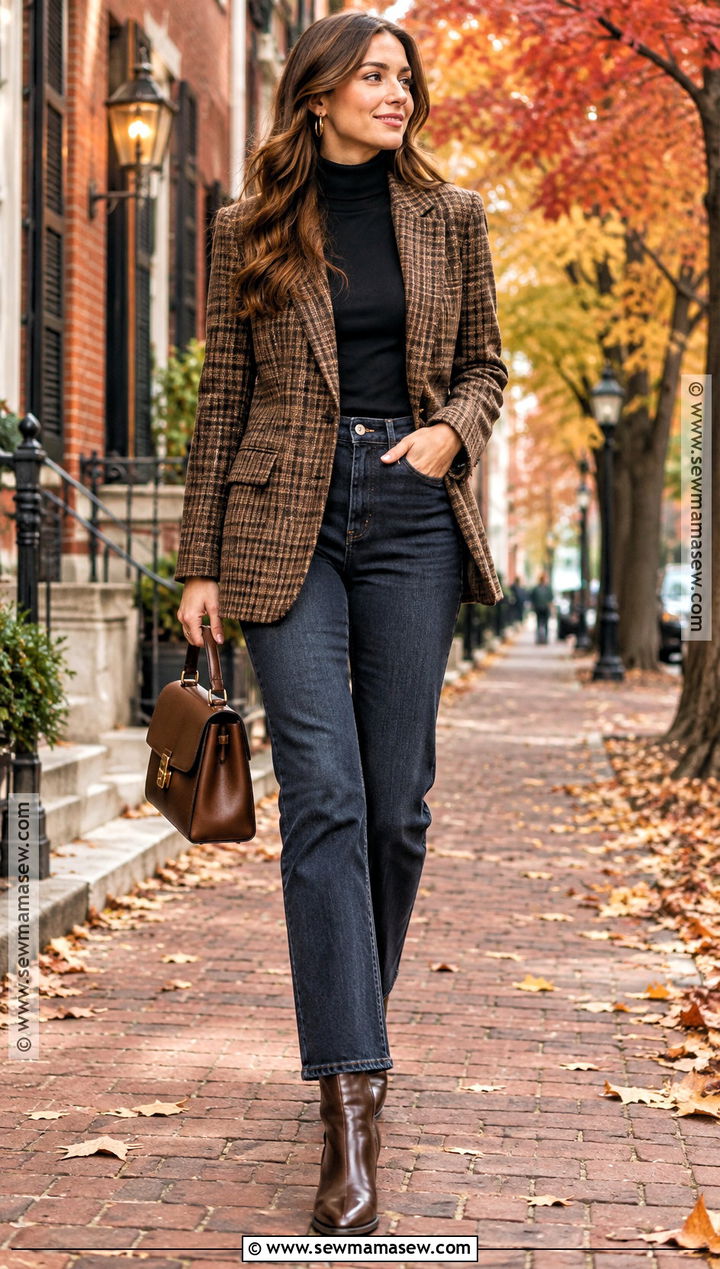 New England Plaid Blazer Outfit - 15 Fall New England Outfits for Women