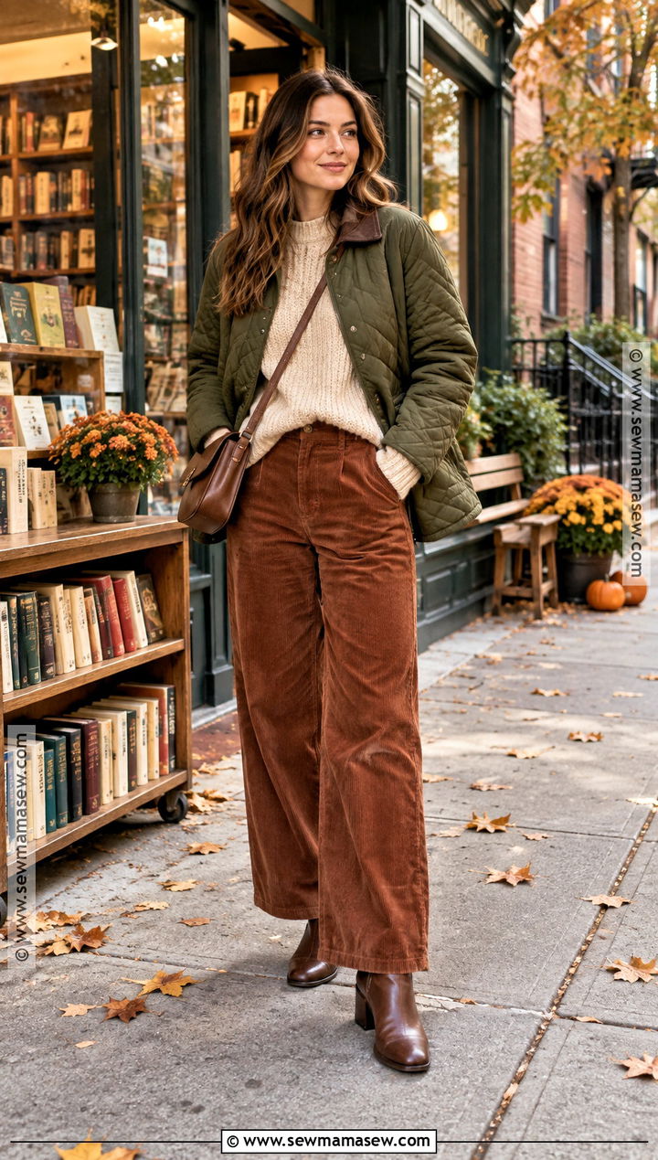 New York Corduroy Pants and Chunky Knit Outfit - 25 autumn new york outfits