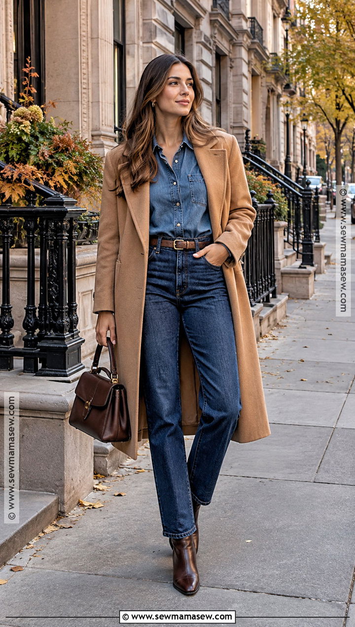 New York Double Denim and Ankle Boots Outfit - 25 autumn new york outfits