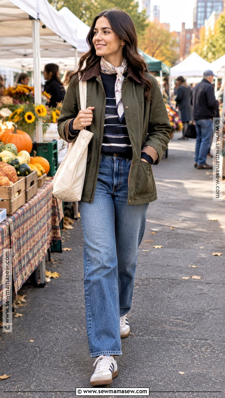 New York Fall Barn Jacket And Relaxed Jeans Outfit - 25 new york fall outfit ideas