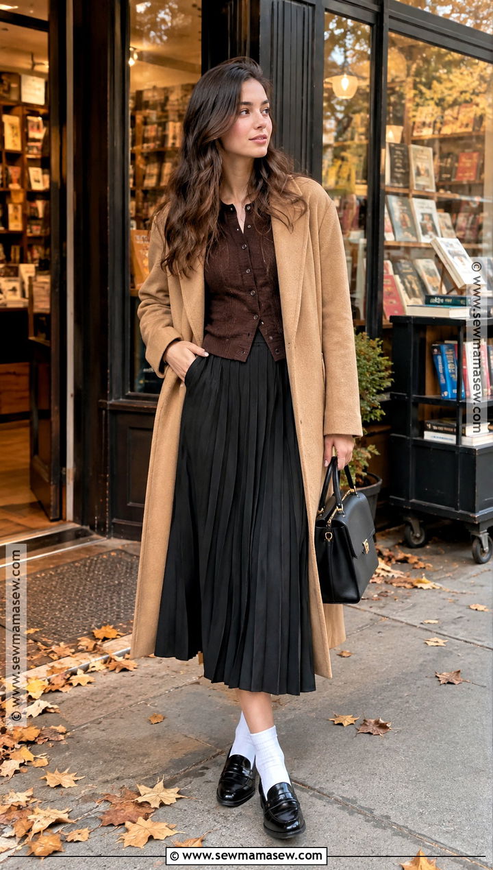 New York Fall Cardigan And Midi Skirt Outfit - 15 new york vacation outfits fall