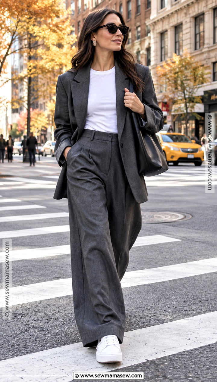 New York Fall Oversized Blazer And Wide Leg Trousers Outfit - 20 new york fall outfit street styles