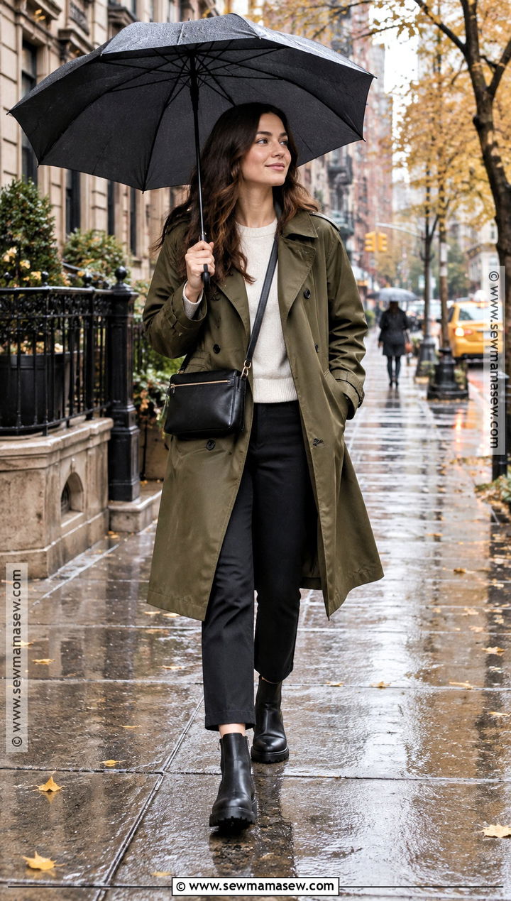 New York Fall Rainy Day Trench Coat Outfit - 20 fall new york outfit ideas