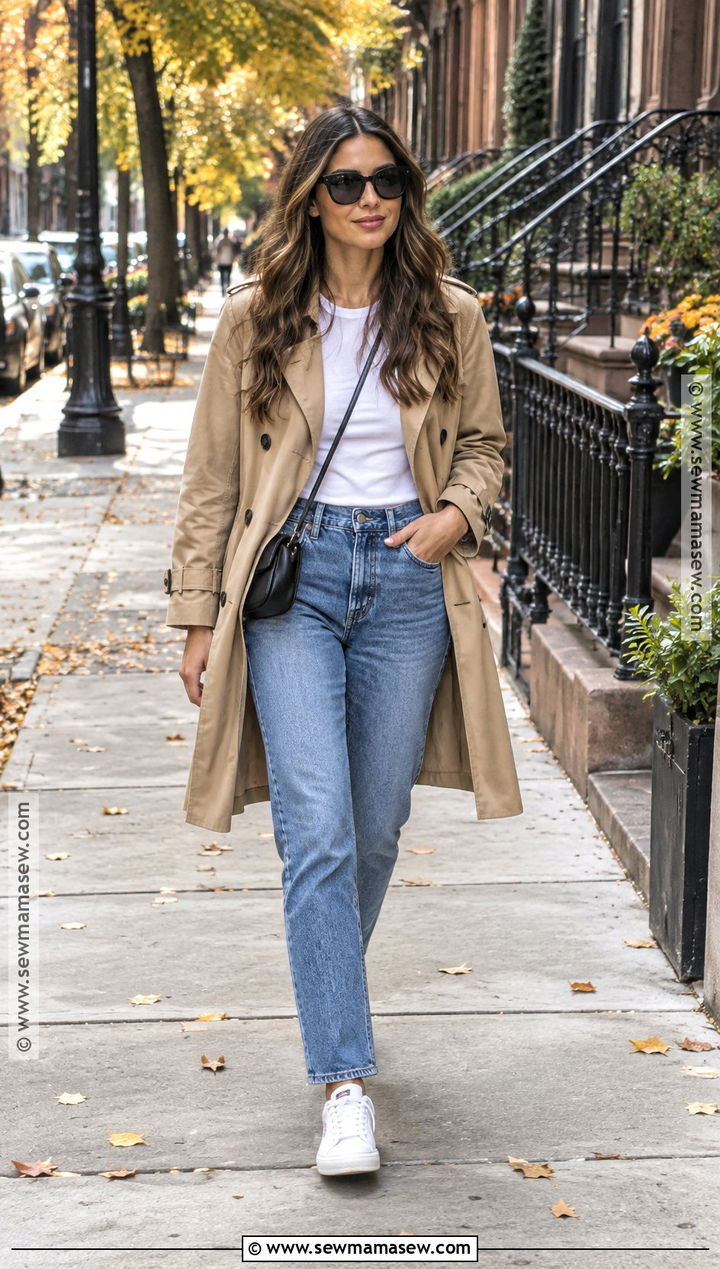 New York Fall Trench Coat And Jeans Outfit - 20 fall new york outfit ideas