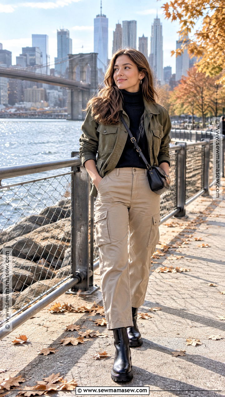 New York Fall Utility Jacket And Cargo Pants Outfit - 15 new york vacation outfits fall