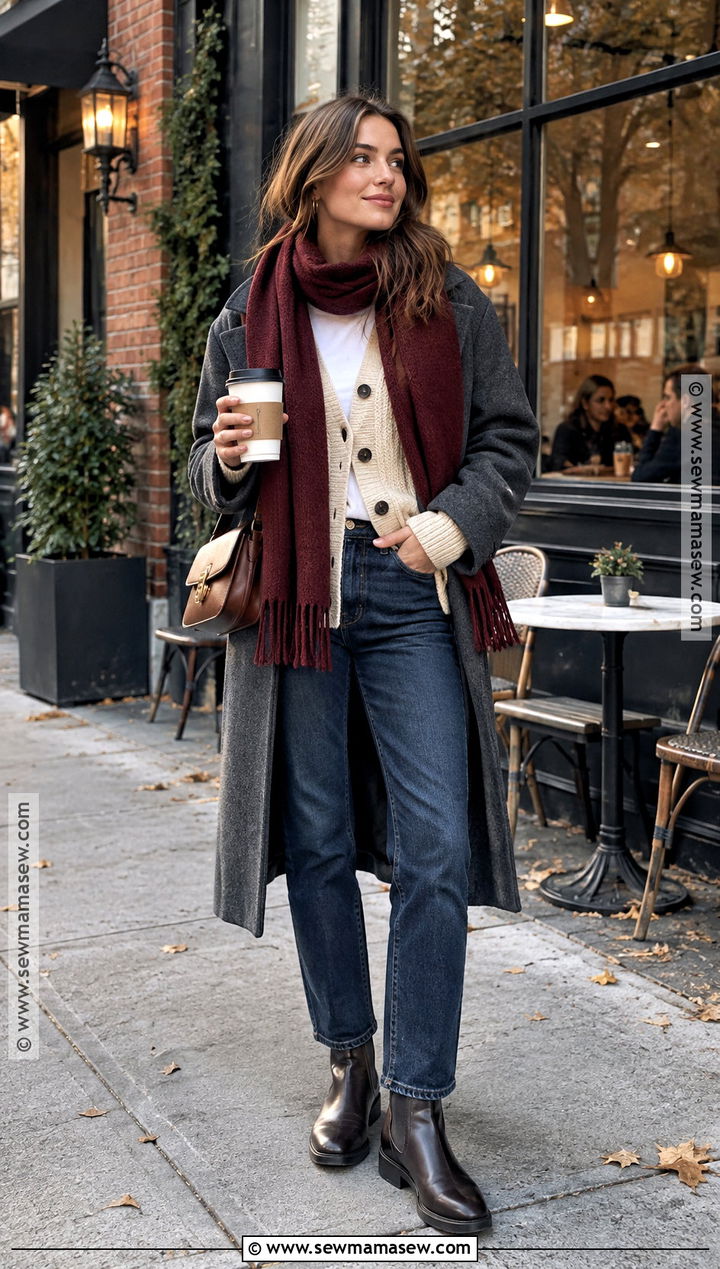 New York November Cardigan And Dark Jeans Outfit - 20 Outfits For New York In November