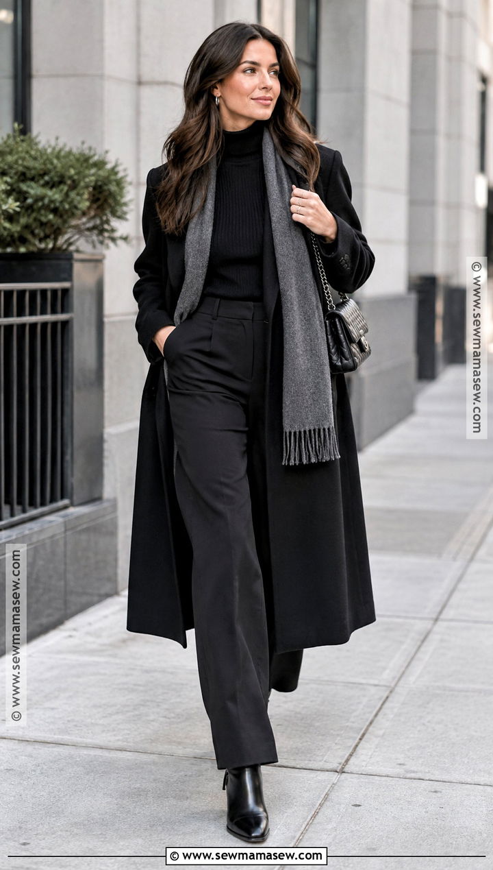 New York November Monochrome Black Outfit - 20 Outfits For New York In November