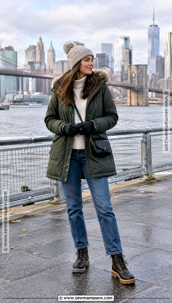 New York November Parka And Straight Leg Jeans Outfit - 20 Outfits For New York In November