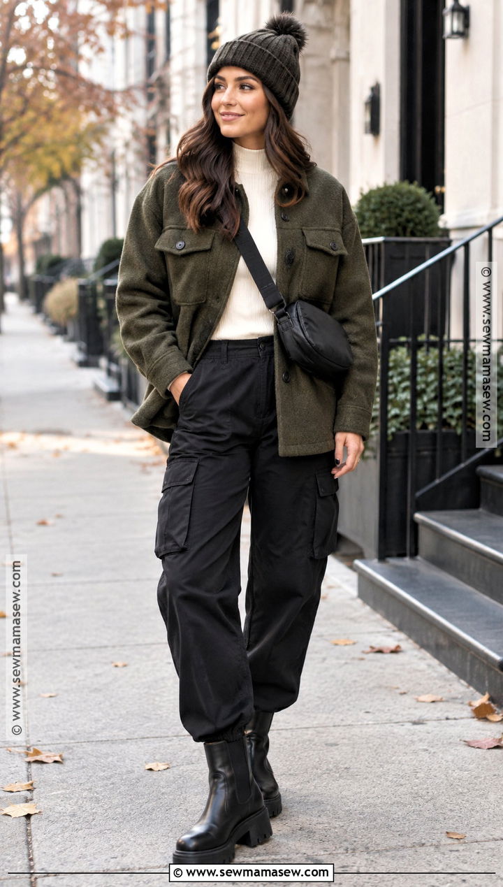 New York November Shacket And Cargo Pants Outfit - 20 new york in november outfits