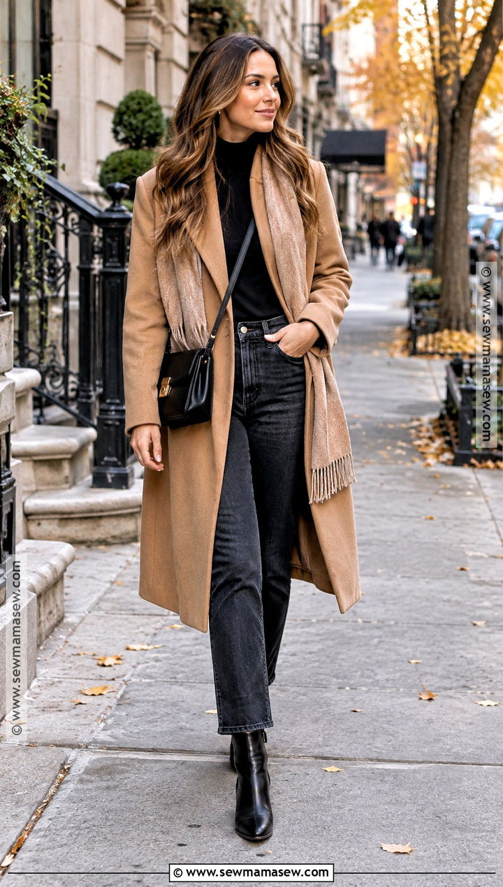 New York November Wool Coat And Jeans Outfit - 20 Outfits For New York In November