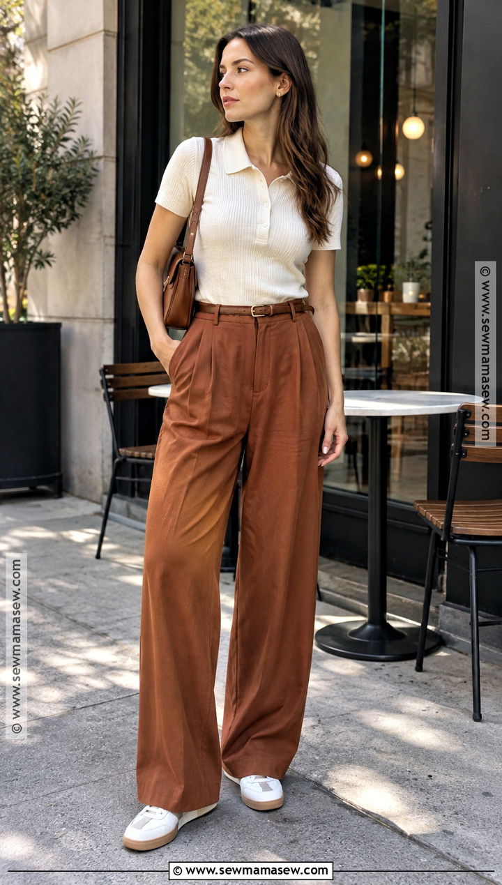 New York September Knit Polo And Wide Leg Pants Outfit - 25 new york outfits september
