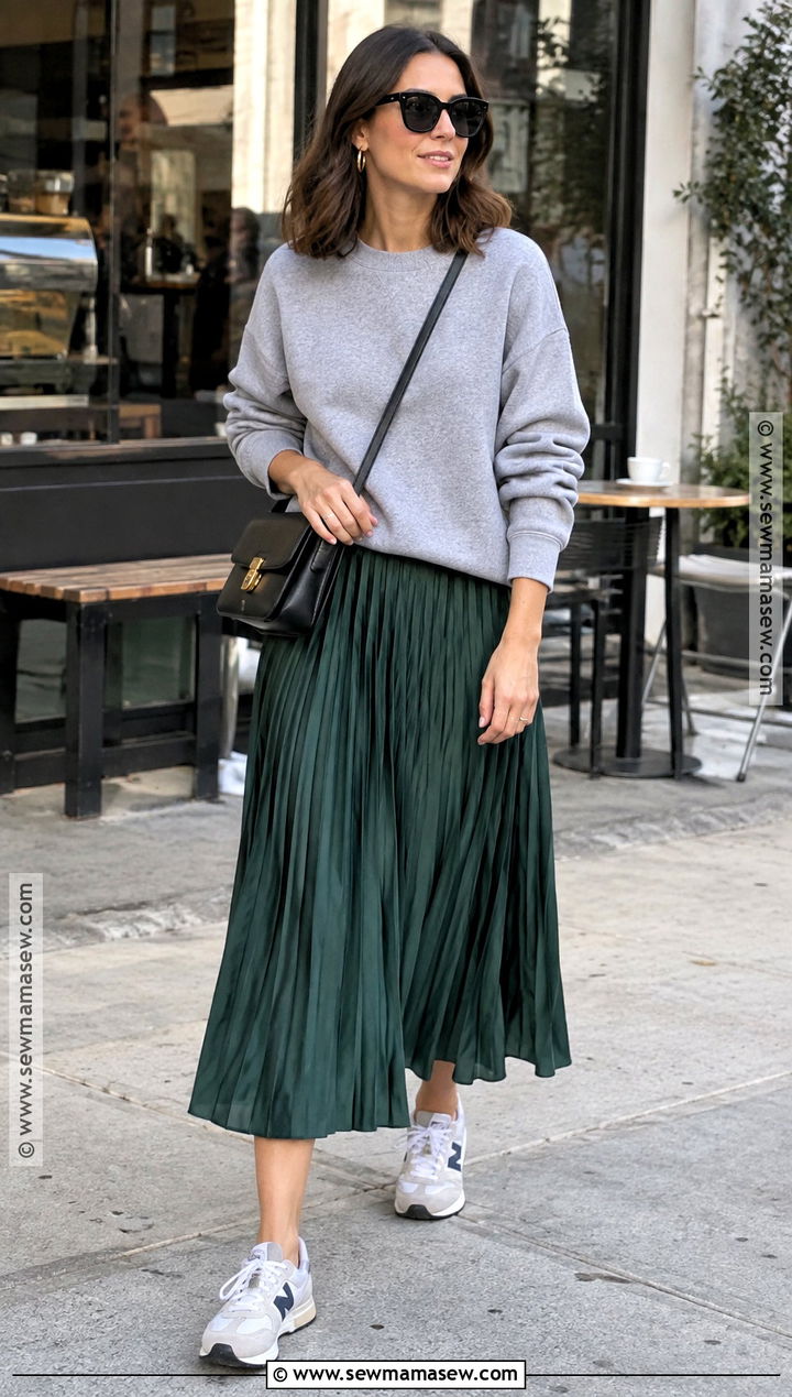 New York September Sweatshirt And Midi Skirt Outfit - 25 new york outfits september