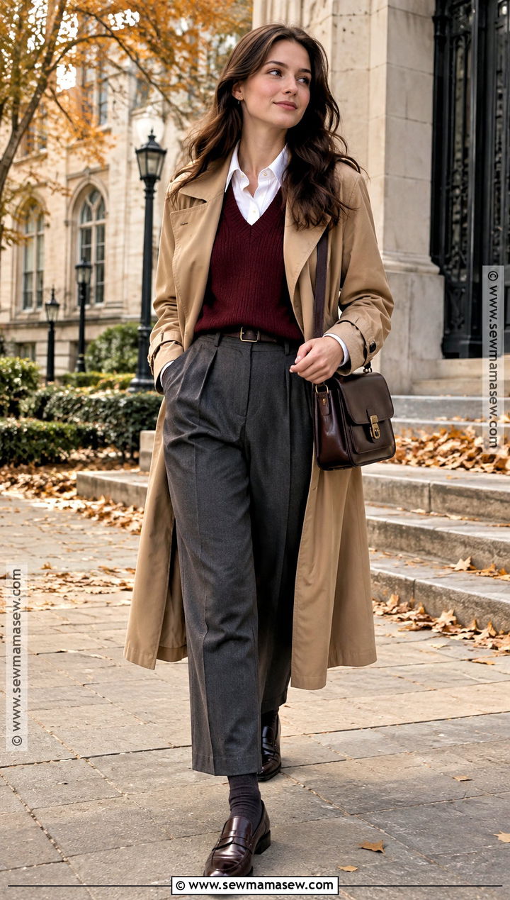 New York Sweater Vest and Button Down Shirt Outfit - 25 autumn new york outfits