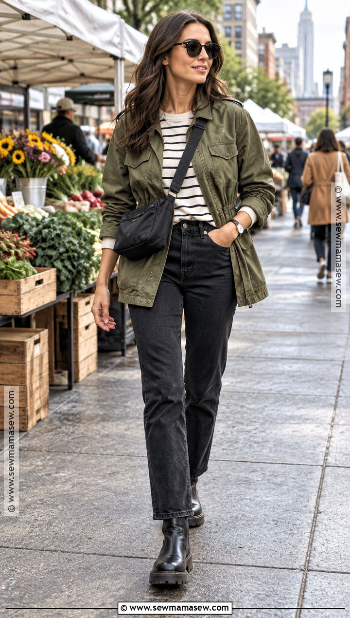 New York Utility Jacket and Black Jeans Outfit - 25 autumn new york outfits