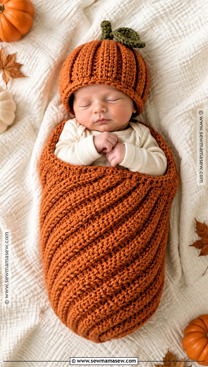 Newborn Baby Pumpkin Hat With Matching Cocoon - 20 baby pumpkin hat ideas