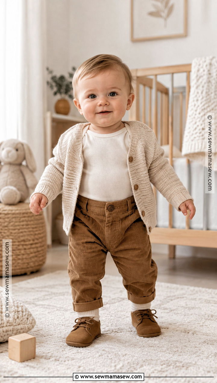 Newborn Bodysuit And Corduroy Pants Outfit - 20 Newborn Fall Outfits for Boys