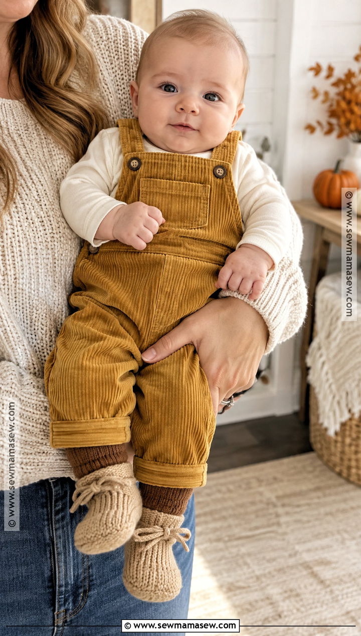 Newborn Corduroy Overall Outfit - 15 newborn fall fashion ideas