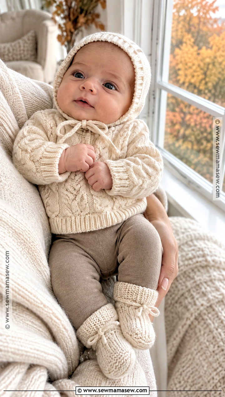 Newborn Cream Cable Knit Outfit - 15 newborn fall fashion ideas