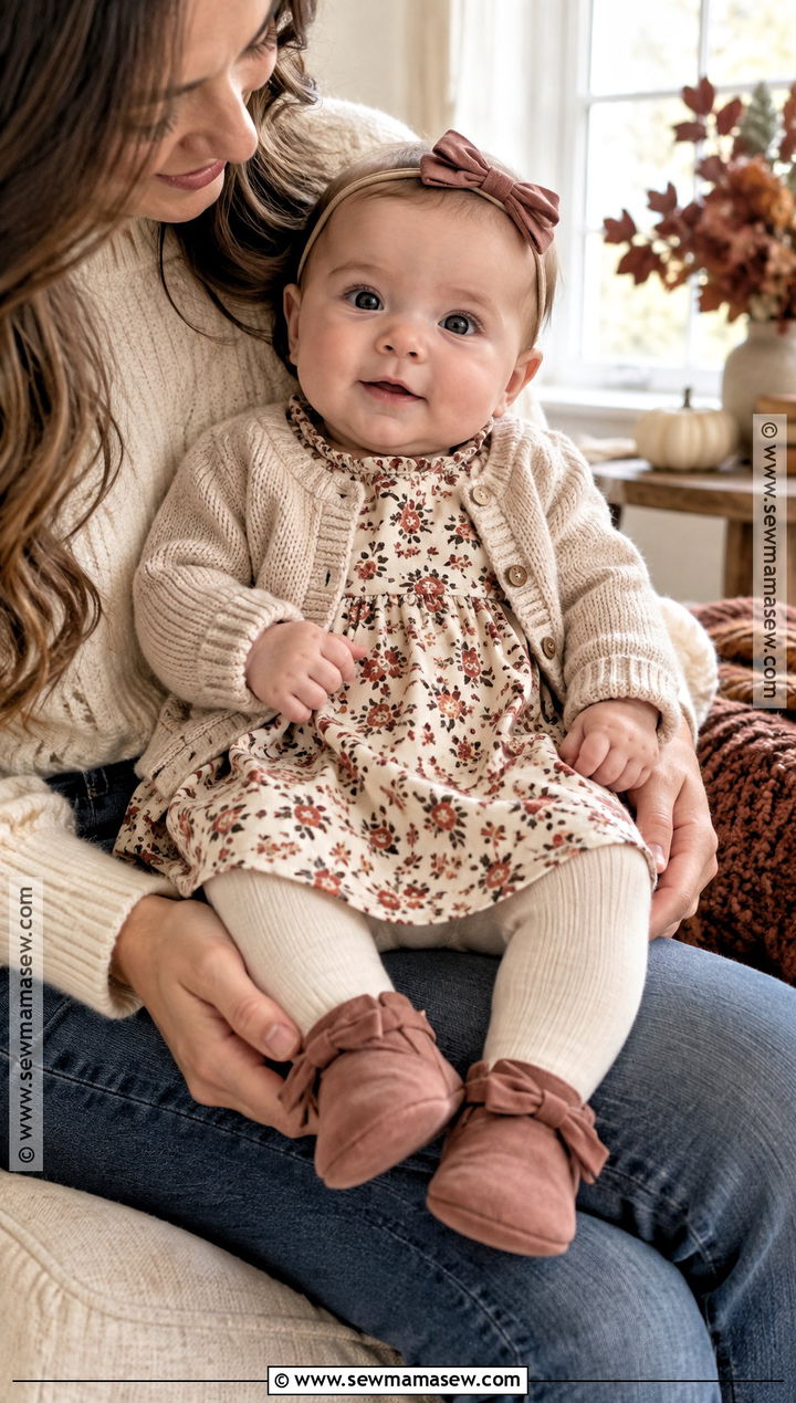 Newborn Floral Dress and Tights Outfit - 15 newborn fall fashion ideas