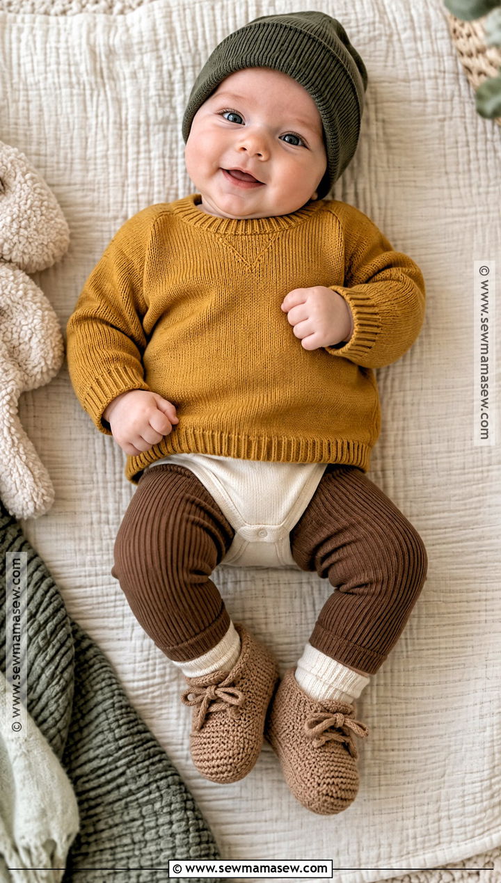 Newborn Mustard Sweater And Leggings Outfit - 20 Newborn Fall Outfits for Boys