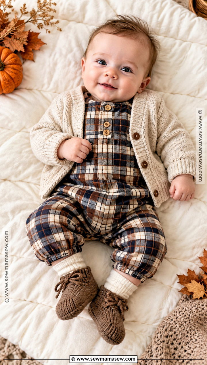 Newborn Plaid Romper Fall Outfit - 20 Newborn Fall Outfits for Boys