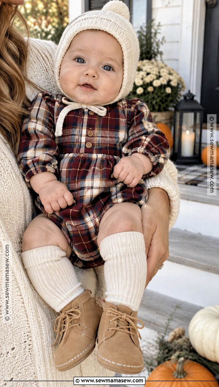 Newborn Plaid Romper Outfit - 15 newborn fall fashion ideas