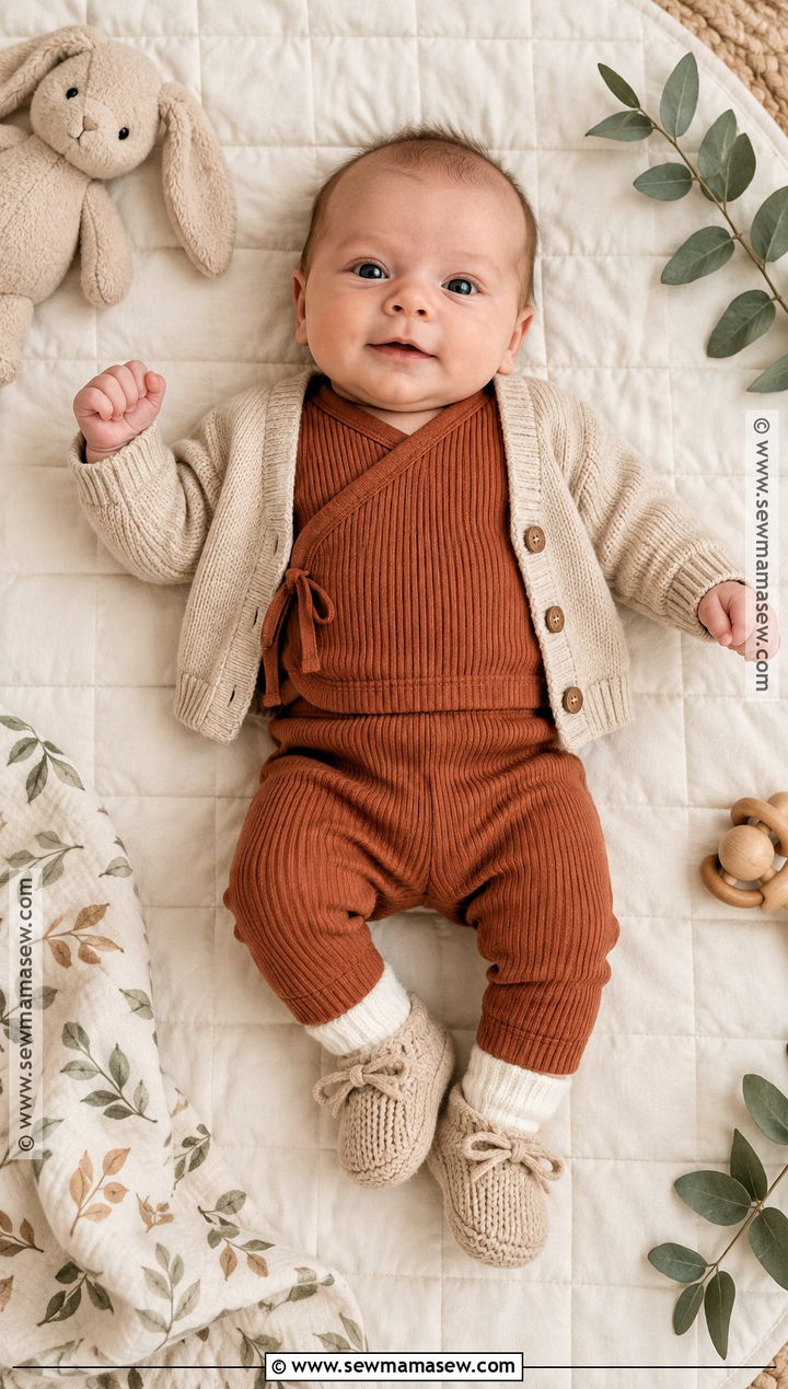 Newborn Rust Ribbed Set Outfit - 15 newborn fall fashion ideas