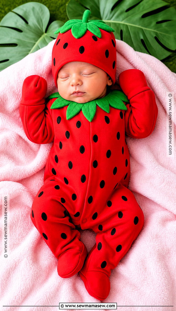 Newborn Strawberry Costume - 40 newborn halloween costumes