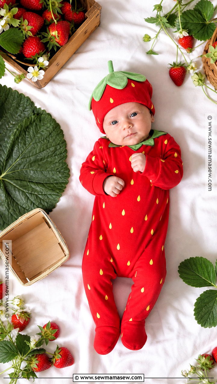 Newborn Strawberry Costume - 30 newborn baby halloween costumes