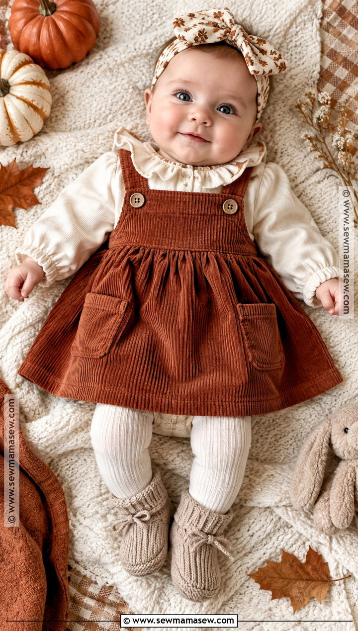 Newborn Thanksgiving Corduroy Dress Outfit - 20 Newborn Thanksgiving Outfit Ideas