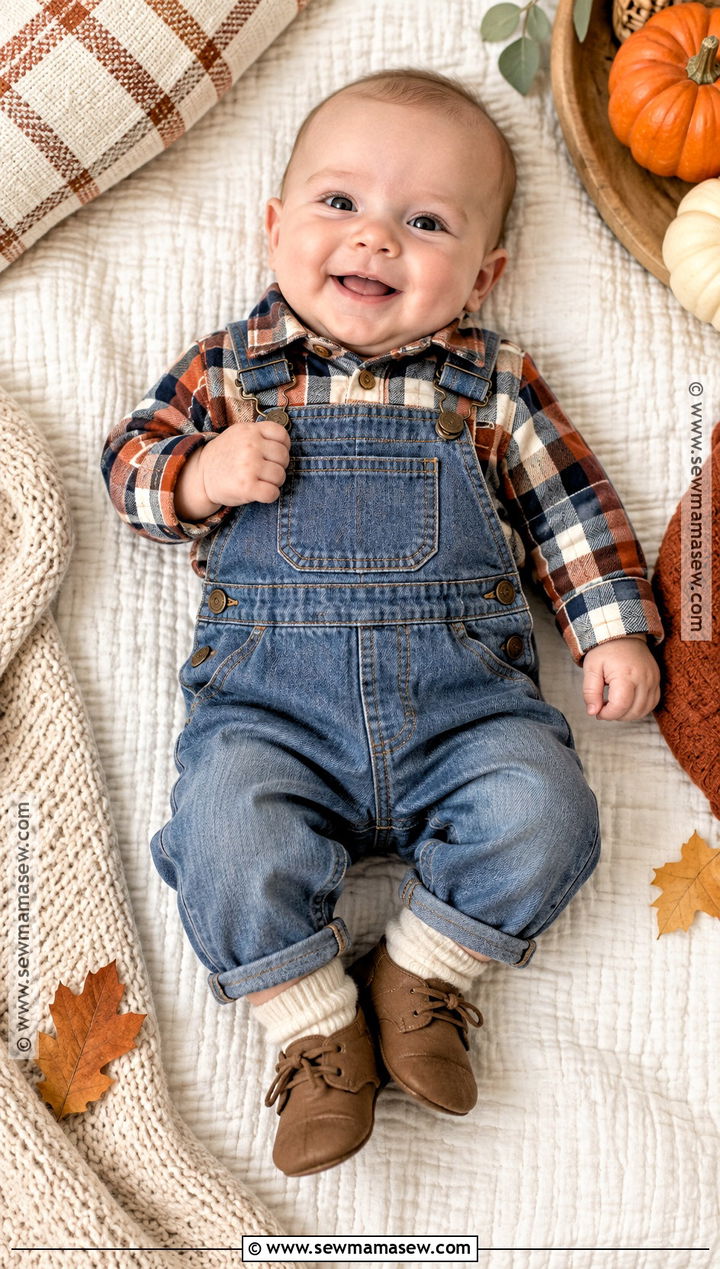 Newborn Thanksgiving Denim And Flannel Outfit - 20 Newborn Thanksgiving Outfit Ideas